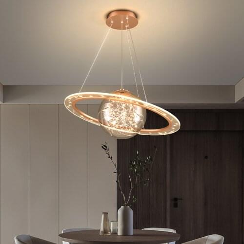 Creativity Dining room Chandelier Modern Minimalist led Round section Dining table Dining room Bar Chandelier Nordic office lamp