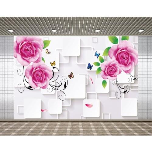 Lyavshi 3DBackdrops Photographic Background Pink Rose Flowers Wallpaper Decoration for Photo Studio Props Photography Photophone
