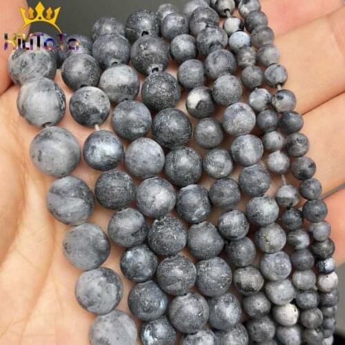Dull Polish Matte Black Labradorite Beads Natural Round Loose Beads For Jewelry Making DIY Bracelet Necklace 15'' 4/6/8/10mm
