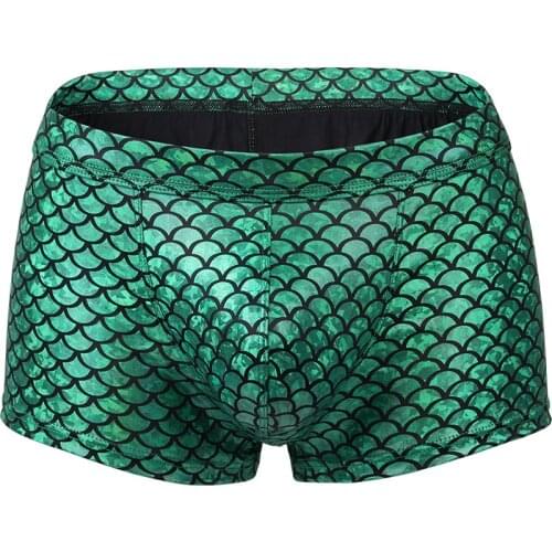 Men Sexy Swimwear Snake Skin Imitation Leather Trunk Mens Boxer Shorts U Convex Low Rise Male hombre Bikini Beachwear