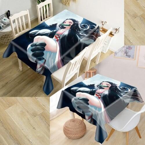 New Arrival Custom Kimetsu No Yaiba Anime Tablecloth Kitchen Dining Table Decorations Home Rectangular Kids Party Table Covers