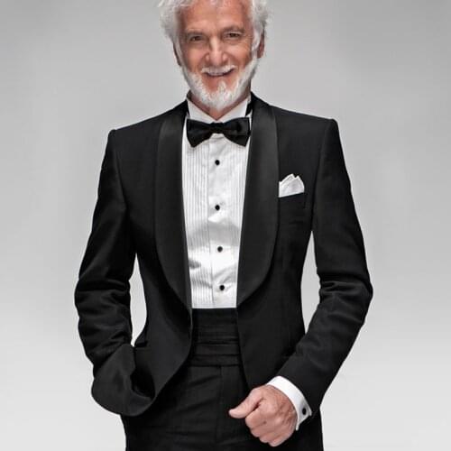 ANNIEBRITNEY Slim Fit 2 Piece Black Men Custom Suit 2020 New Groom Wedding Tuxedo Long Blazer Custom Prom Wedding Men Suit Set