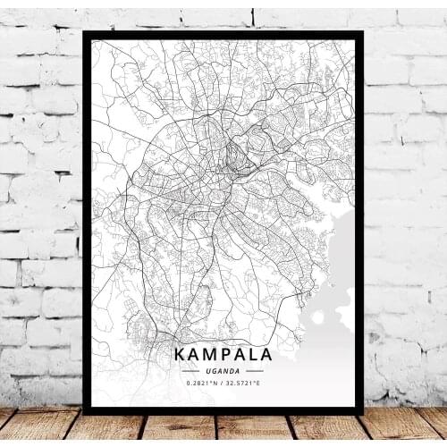 Kampala Uganda Map Poster