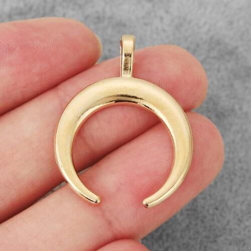 20PCS Antique Gold Moon Crescent Charm Pendant for Necklace Making Jewelry Findings 33x26mm