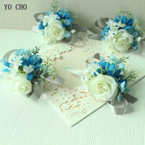 Dropshipping Own Designed Corsage Wrist Flower Artificial Silk Rose Sister Brooch Man Boutonniere Decoration for Wedding Party