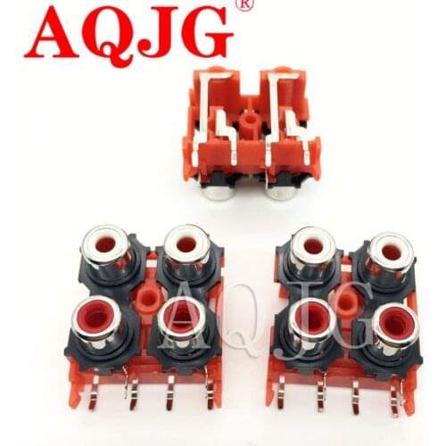 RCA Core Socket 4 Hole STB TV Plug AV JACK RCA Socket Input Audio And Video Socket AV4-8.4-13 1PCS