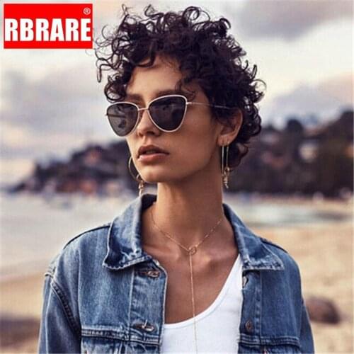 RBRARE Alloy Cat Eye Small Frame Sunglasses Women Ocean Lens Sun Glasses Vintage Metal Frame Pink Lens Street Beat Sun Glasses