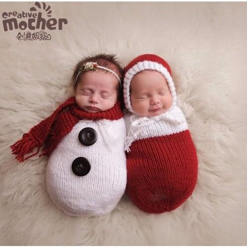 Newborn Photography Props Infant Costume Crochet Cute Baby Hat Costume Set Kids Clothing Accessories for Twins Baby Products