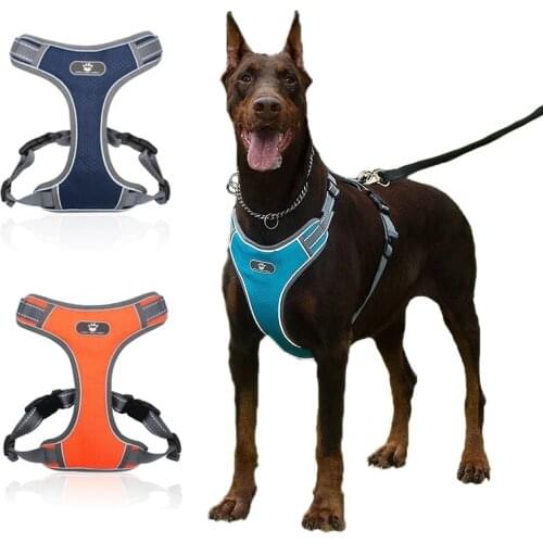 Pet Dog Harness Vest For Small Big Dogs Pitbull Adjustable Outdoor Reflective Travel Mesh Harness Service Dog Collar Labrador