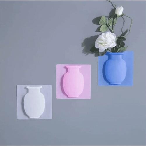 Silicone Sticky Vase Easy Removable Wall & Fridge Magic Flower Plant Vases DIY Home Decoration Accessories Bouquet Storage Decor