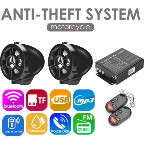 Remote Control Motorcycle Alarm System Waterproof MP3 FM Radio Bluetooth-compatible Speaker Stereo Amplifier Moto Anti Theft New