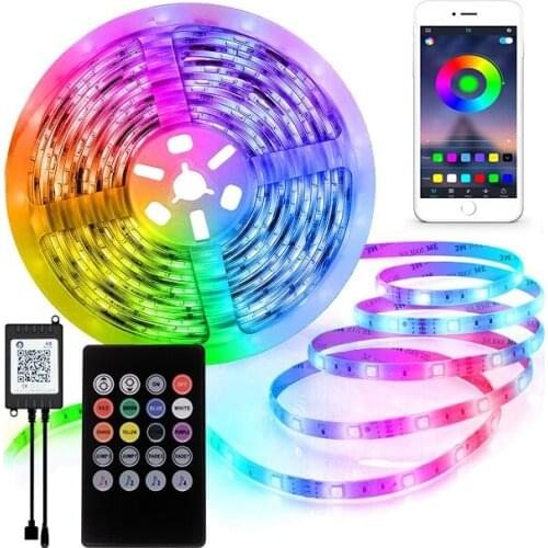 DC12V LED Strip Light Music Bluetooth Control RGB 5050 Smart Waterproof Flexible Ribbon For Room Night Light Luces Led Decor