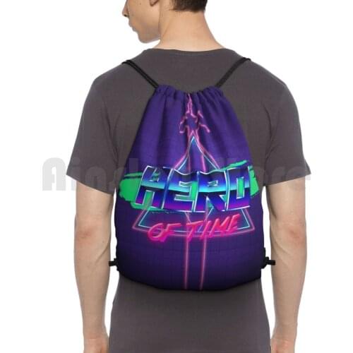 Tri Wave Backpack Drawstring Bag Riding Climbing Gym Bag The Legend Of Ocarina Of Time 80S New Wave Retro Retrowave Legend