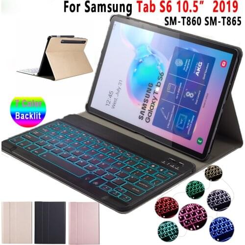 PU Leather Stand Removable Keyboard Tablet Smart Cover for Samsung Galaxy Tab S6 SM-T860 SM-T865 T860 2019 10.5" Keyboard Case