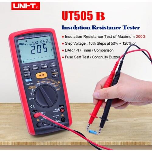 UNI-T UT505B Handheld Insulation Resistance Tester;True RMS Digital Multimeter DC AC volt Ohm meter;1KV Megohmmeter Data Storage