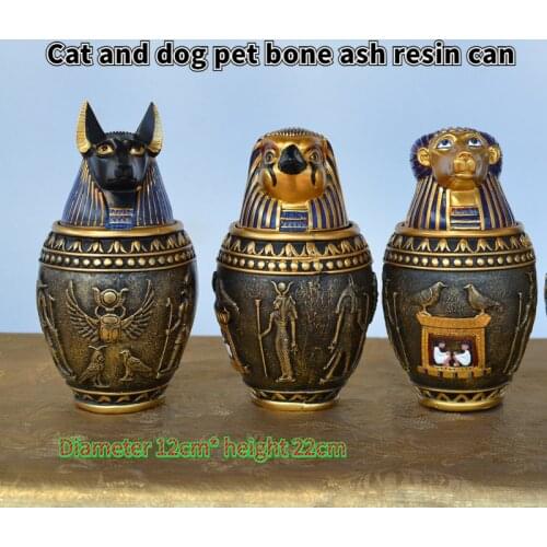 Small Pet Urn Bird Dog Pet Urn Cremation Pet Coffin Funeral Ancient Egyptian Retro Modeling Animal Resin