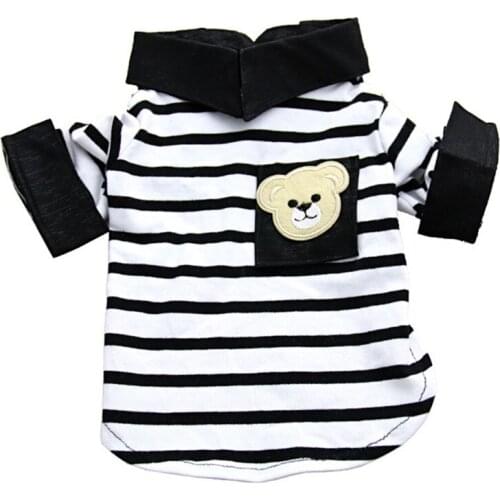 Spring Summer Dog T-Shirt Black White Striped Short Sleeves Vest For Small Medium Dogs Pet Puppy Clothes Comfortable Garment