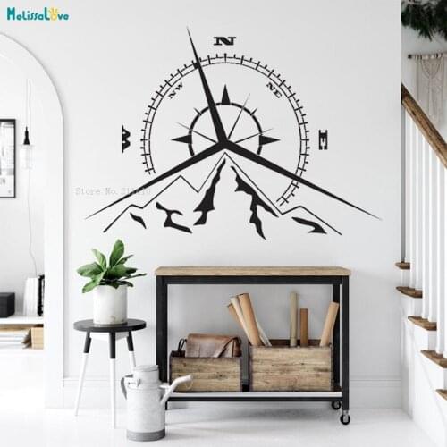 Compass Rose Mountains Wall Decals Vinyl Sticker Compass Navigate Ship Living Room Bedroom Home Decoration YT2940