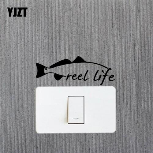YJZT Reel Life Wall Switch Sticker Cartoon Home Room Decor Vinyl Decal Creative Funny Fish 17SS0444