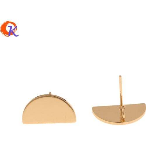 Cordial Design 40Pcs 9*16MM Jewelry Accessories/Earrings Stud/Semicircle Shape/Genuine Gold Plating/Hand Made/Earring Findings
