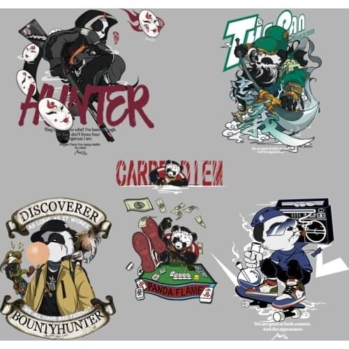 Funny cartoon animal animation clothing printing sticker iron heat transfer washable fashion applique on childrens clothing