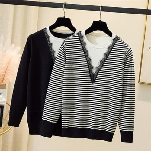 Roupa de Muer 2021 Korean Fashion Women Pullover Sweaters Oneck Lace Tie Dye Sweater Pull Jumpers jersey mujer Pull Femme