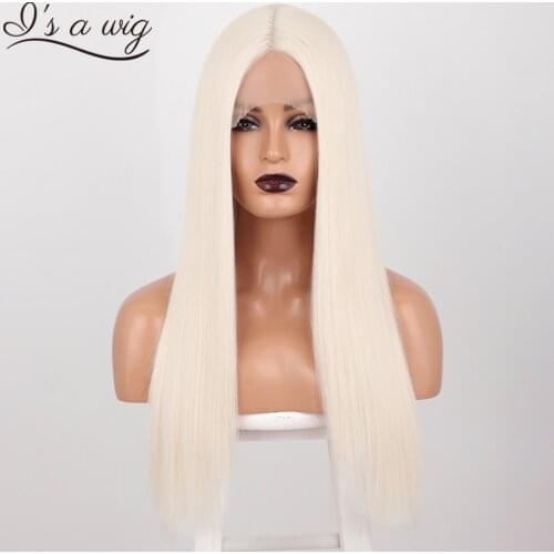 Is a wig Synthetic Long Straight Lace Front 60 Color Wig for Women Middle Part Black Red Daily Use Wig
