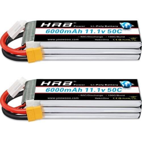 1/2PCS HRB 2S 3S 4S Lipo battery 6000mah with XT60 Deans T connector for RC Car 1/10 1/12 Monster truck Drone helicopter Boat