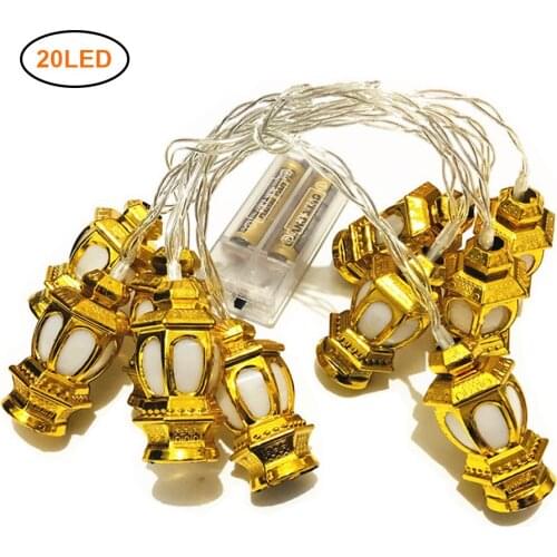 10LED/20LED Eid Mubarak Ramadan Decor Led String Light Star Moon Fairy Lights Garland For Islam Muslim Festival Party Supplies