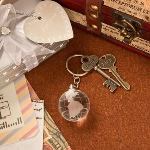 12pcs/lot Wedding Favors and Gifts Birthday Party Gifts Crystal Globe Key chain Baby Christening Gifts Baby Shower Favors