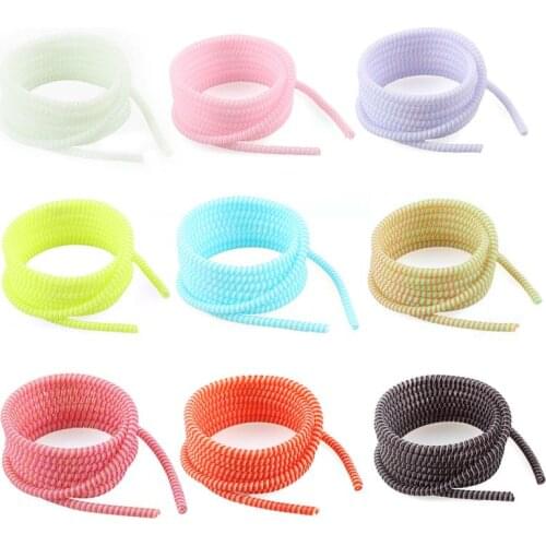 140 cm Colors Data Cable Protective Sleeve Spring Twine For Iphone Android USB Charging Earphone Case Cover Bobbin Winder