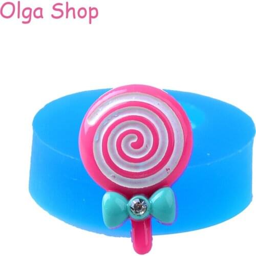 28mm KYL118 Diamond Lollipop Silicone Mold with Bow Fondant Craft Polymer Clay Candy Fudge Ice Cream Plaster