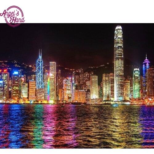5D DIY diamond embroidery night city landscape diamond painting Cross Stitch full square Rhinestone mosaic decoration ZS