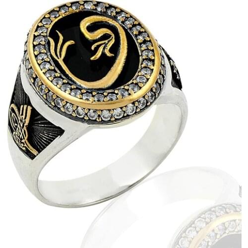 925 Silver Arabic and Traditional Ottoman Symbol Printed Rings for Men