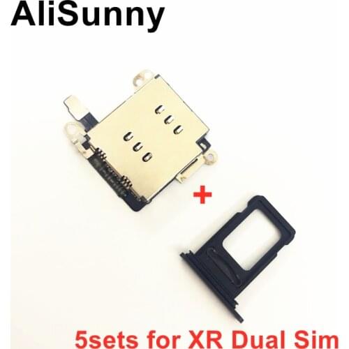 AliSunny 5sets For Iphone 11 XR Dual Sim Card Reader connector Flex Cable + Sim Card Tray Slot Holder Replacement Parts