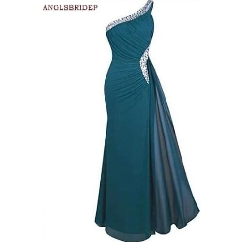 ANGELSBRIDEP One-Shoulder Mermaid Evening Party Gowns 2021 Vestidos De Festa Sexy Side Split Crystal Formal Prom Dresses Hot