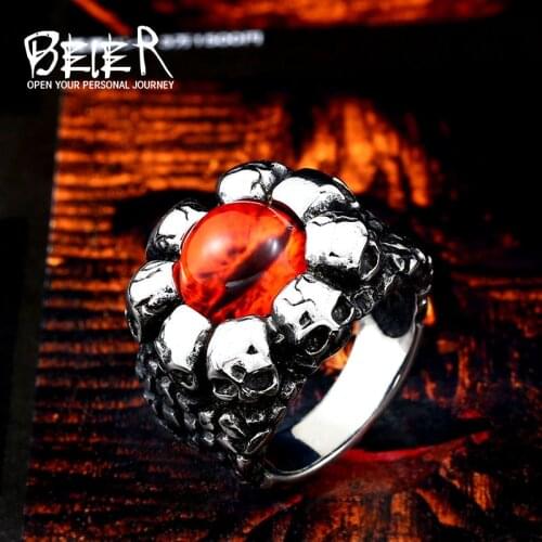 BEIER 316L Stainless Steel Vintage Men Ring Orange/Yellow colour Fashion Jewelry Gift Dropshipping LLBR8-608R