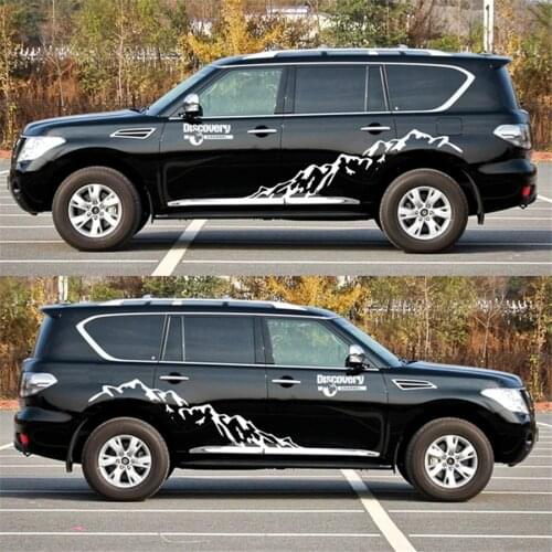White Color Mountains Adventure Car Sticker Art Pattern Decal Car Stickers Accessories
