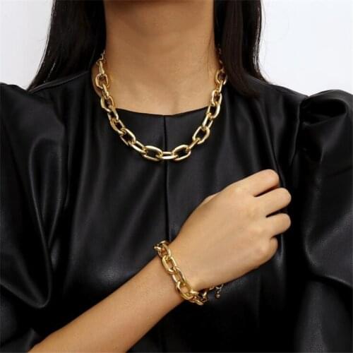 Free Shipping 2pcs/set Link Chian Choker Necklaces For Women Gold Necklace Jewelry Gift Collares