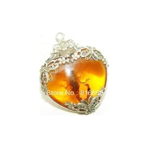 Free shipping@@HOT SALE new Tibet silver amber scorpion necklace pendant