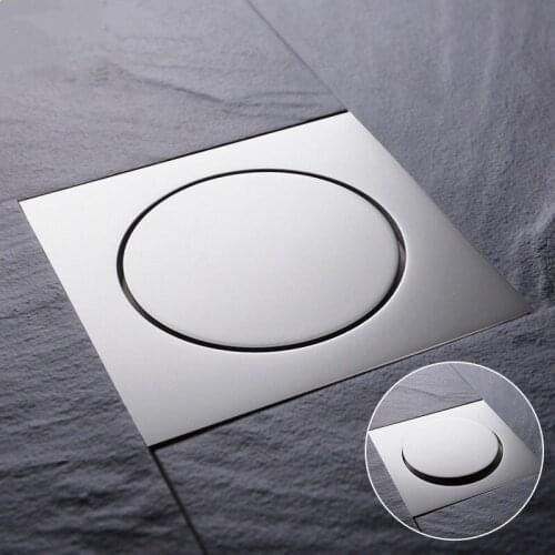 Free Shipping Chrome Square Push Down Pop Up Foot Floor Drain For Bathroom Floor Cover Shower Room Drain Plug 100*100mm