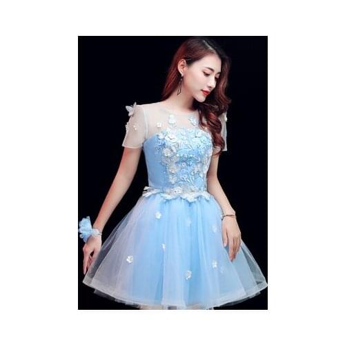 Freeship light blue short sleeve butterfly tutu lovely short lolita dress stage performance/cartoon/carnival dress cosplay