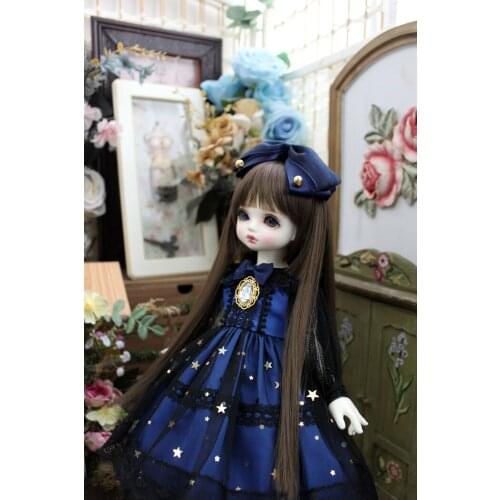 BJD Doll skirt for 1-3 1-4 1-6 size fashionable dress blue headband doll accessories