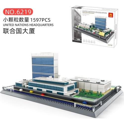 Wange Blocks Architecture United Nations Headquarters Building Bricks Juguetes Kids Educational Toys for Children Gifts 6219