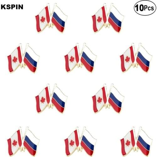 Canada & Russia Flag Lapel Pin Flag badge Brooch Pins Badges 10Pcs a Lot