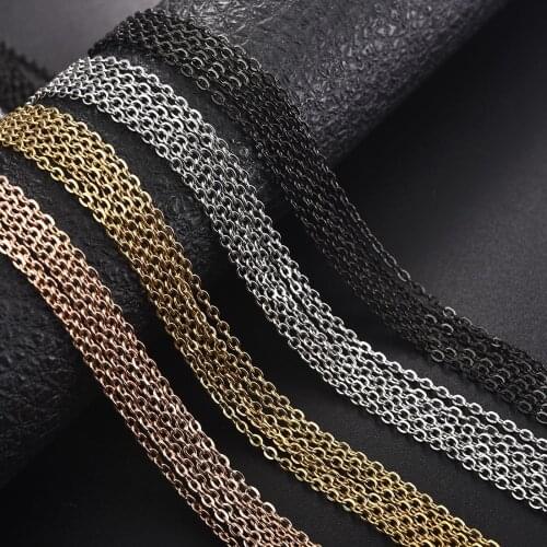 10Pcs/Lot 50cm Stainless Steel Chain Rose Gold/Gold/Steel/Black Width 2mm Chains For DIY Necklaces Pendant Jewelry Making