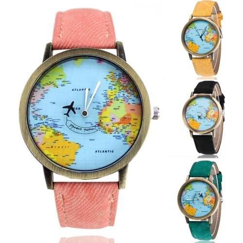 Couple Watch Retro Clock Unisex World Map Watch Women Leather Strap Round Dial Analog Quartz Wrist Watch Men Watch часы мужские
