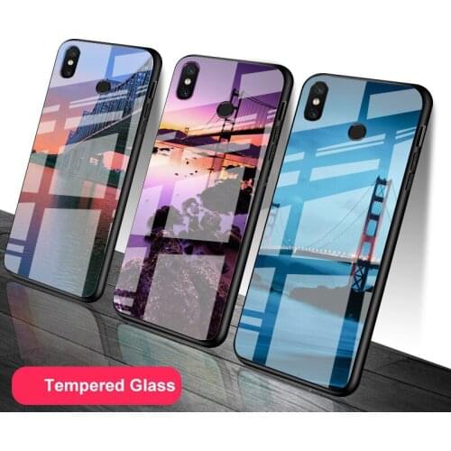 Bridge Scenery Tempered Glass Phone Case For Redmi Note 5 6 7 8 9 Pro Note8T Note9S Redmi8 9 Cover Shell