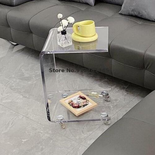 Danish Tie Design Nordic Light Luxury Acrylic Transparent Multifunctional Movable Tea Table And Sofa Side Table
