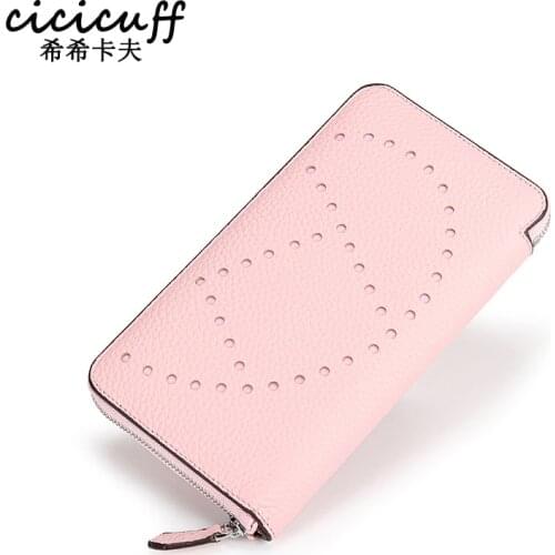 Designer Hollow Out Womens Genuine Leather Long Wallets High Quality Leather Classic Clutch Bag Mens and Womens Money Wallet